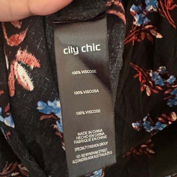 NWT City Chic Plus Size 22 Black & Blue Floral Off the Shoulder Mini Dress - Picture 11 of 11